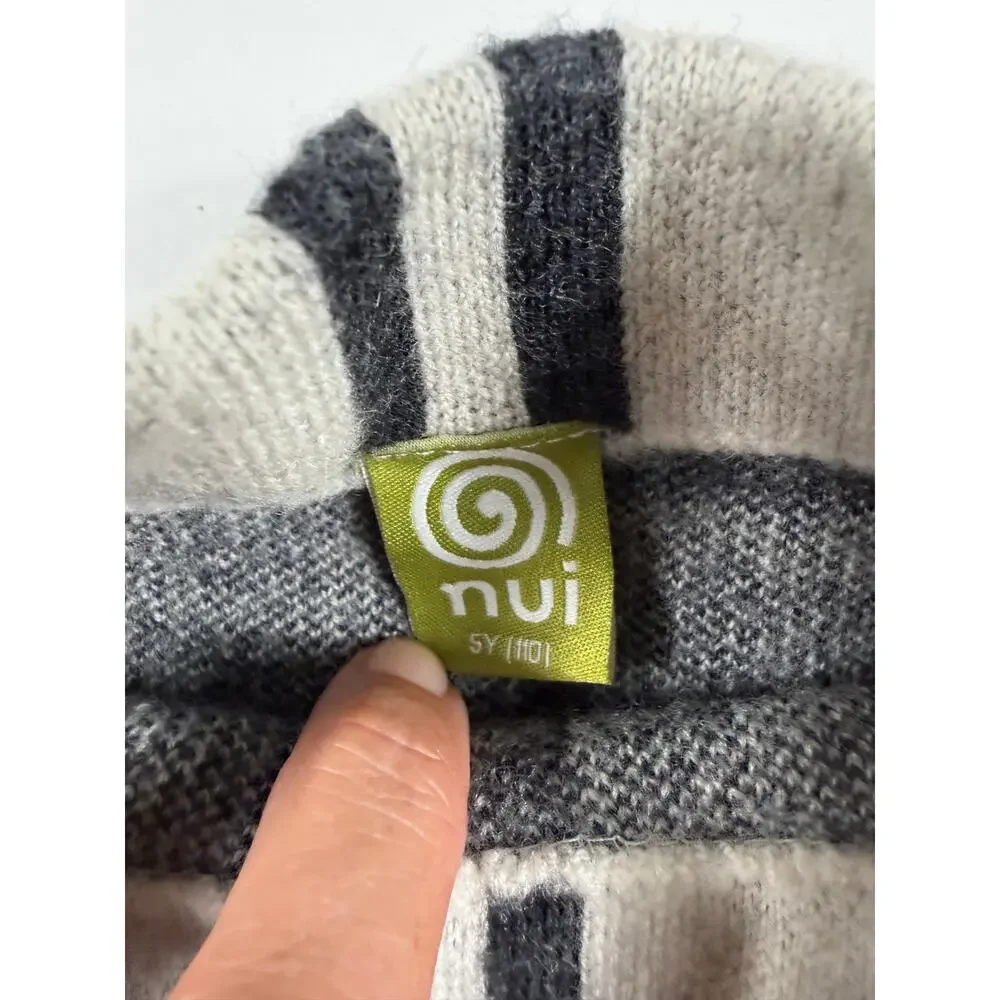 Nui Organics Merino Wool Plaid Turtleneck Sweater Dress Gray Plaid Size 5